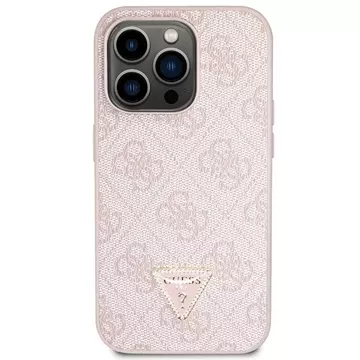 Guess GUHCP15LP4TDSCPP case for iPhone 15 Pro 6.1" pink/pink hardcase Crossbody 4G Metal Logo