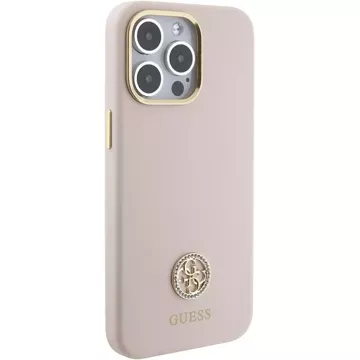 Guess GUHCP15XM4DGPP case for iPhone 15 Pro Max 6.7" pink/pink hardcase Silicone Logo Strass 4G