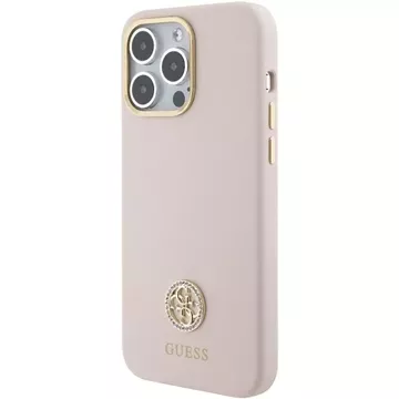 Guess GUHCP15XM4DGPP case for iPhone 15 Pro Max 6.7" pink/pink hardcase Silicone Logo Strass 4G