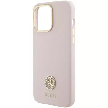 Guess GUHCP15XM4DGPP case for iPhone 15 Pro Max 6.7" pink/pink hardcase Silicone Logo Strass 4G