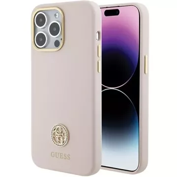 Guess GUHCP15XM4DGPP case for iPhone 15 Pro Max 6.7" pink/pink hardcase Silicone Logo Strass 4G