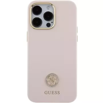 Guess GUHCP15XM4DGPP case for iPhone 15 Pro Max 6.7" pink/pink hardcase Silicone Logo Strass 4G