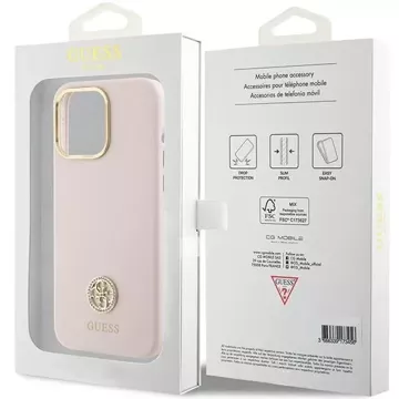 Guess GUHCP15XM4DGPP case for iPhone 15 Pro Max 6.7" pink/pink hardcase Silicone Logo Strass 4G