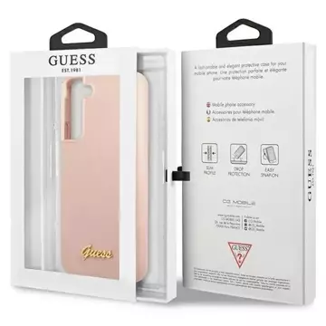 Guess GUHCS23SLSLMGPP case for Samsung Galaxy S23 S911 pink/pink hardcase Silicone Script Metal Logo