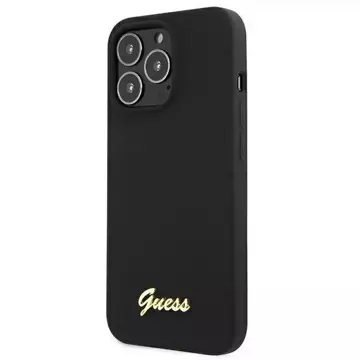 Guess GUHMP13LLSLMGBK iPhone 13 Pro / 13 6,1" black/czarny hardcase Silicone Script Gold Logo