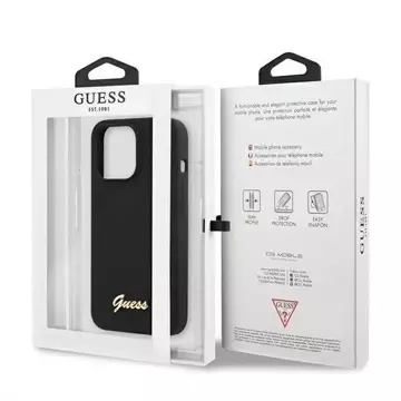 Guess GUHMP13LLSLMGBK iPhone 13 Pro / 13 6,1" black/czarny hardcase Silicone Script Gold Logo