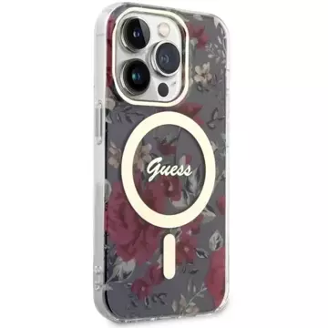 Guess GUHMP14LHCFWSA phone case for Apple iPhone 14 Pro 6.1" green/khaki hardcase Flower MagSafe