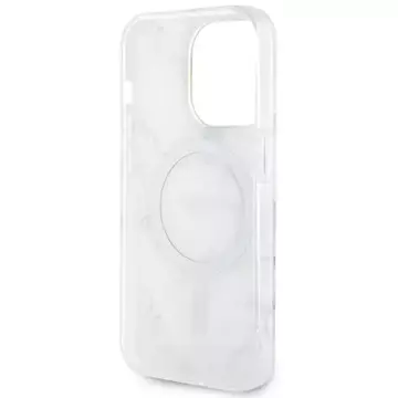 Guess GUHMP14LPCUMAH phone case for Apple iPhone 14 Pro 6.1" white/white hardcase Marble MagSafe