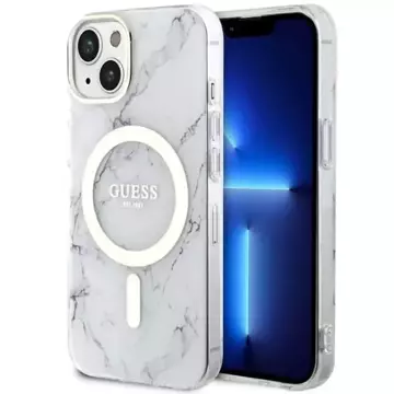 Guess GUHMP14MPCUMAH phone case for Apple iPhone 14 Plus 6.7" white/white hardcase Marble MagSafe