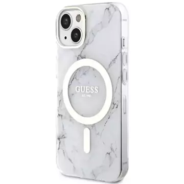 Guess GUHMP14MPCUMAH phone case for Apple iPhone 14 Plus 6.7" white/white hardcase Marble MagSafe