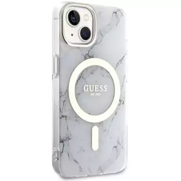 Guess GUHMP14MPCUMAH phone case for Apple iPhone 14 Plus 6.7" white/white hardcase Marble MagSafe