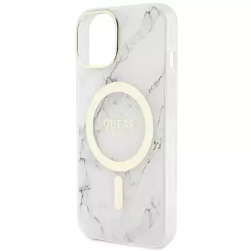 Guess GUHMP14MPCUMAH phone case for Apple iPhone 14 Plus 6.7" white/white hardcase Marble MagSafe