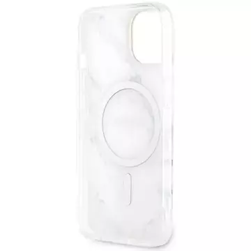 Guess GUHMP14MPCUMAH phone case for Apple iPhone 14 Plus 6.7" white/white hardcase Marble MagSafe