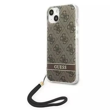 Guess GUOHCP14SH4STW case for Apple iPhone 14 6.1" brown/brown hardcase 4G Print Strap