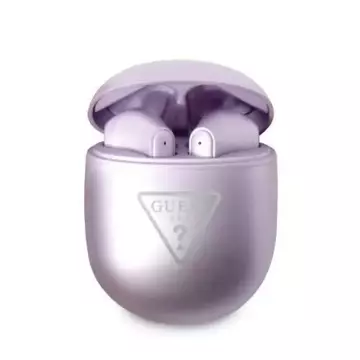 Guess TWS Bluetooth Wireless Headphones Purple Triangle Logo Docking Station