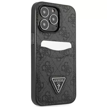 Guess phone case for iPhone 13 Pro / 13 6.1" black/black hardcase 4G Triangle Logo Cardslot