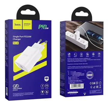 HOCO Type C PD 20W N14 white wall charger