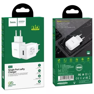 HOCO USB A 2A N2 white wall charger