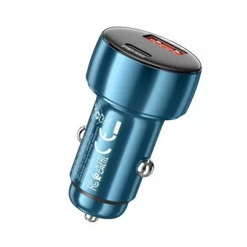 HOCO USB A Type C Car Charger with Display PD QC3.0 3A 48W Z50 Blue