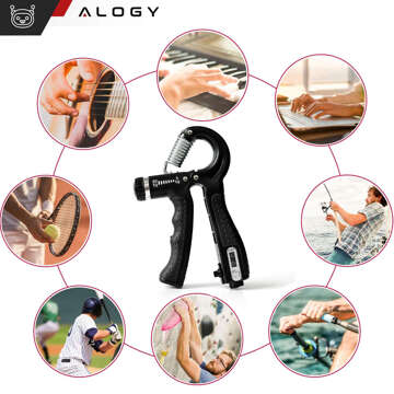 Hand grip hand grip for exercises, adjustable high resistance 10-60kg Alogy Sport grip with regulation and counter Black