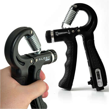 Hand grip hand grip for exercises, adjustable high resistance 10-60kg Alogy Sport grip with regulation and counter Black