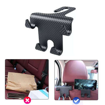 Hanger holder hook car double 4in1 for seat headrest car organizer Alogy Car 1pc Black