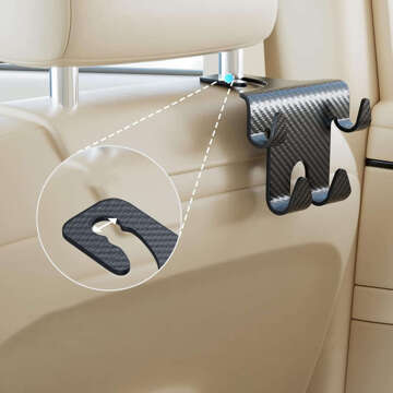 Hanger holder hook car double 4in1 for seat headrest car organizer Alogy Car 1pc Black