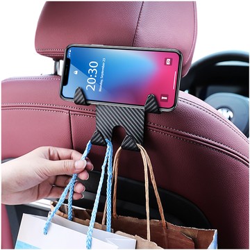 Hanger holder hook car double 4in1 for seat headrest car organizer Alogy Car 1pc Black