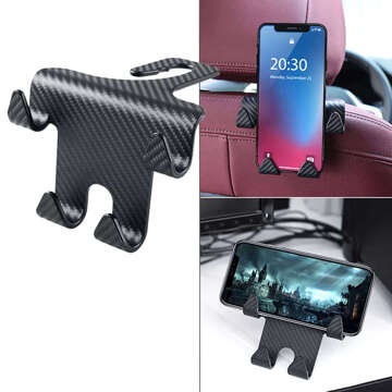 Hanger holder hook car double 4in1 for seat headrest car organizer Alogy Car 1pc Black