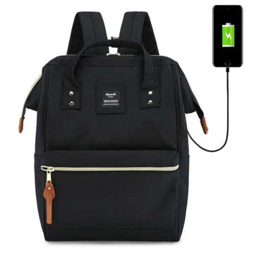 Himawari waterproof backpack for 13.3" laptop with USB port. Travel Backpack case. Black case