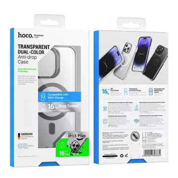 Hoco Case Compatible with MagSafe AS6 for Apple iPhone 15 Plus Black Transparent