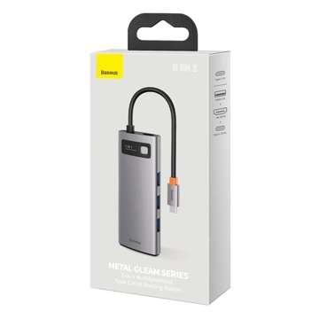 Hub 5w1 Baseus Metal Gleam Series, USB-C do 3x USB 3.0   HDMI   USB-C PD