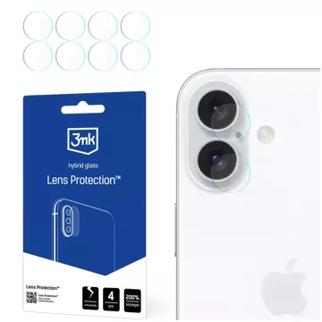 Hybrid Glass for Camera for Apple iPhone 16 Lens Cover 3mk Lens Protection Set of 4