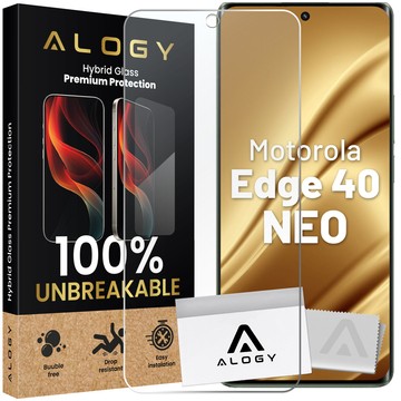 Hybrid Glass for Motorola Edge 40 Neo for Alogy Flexi Glass 9H Case Friendly Flat Screen Protector