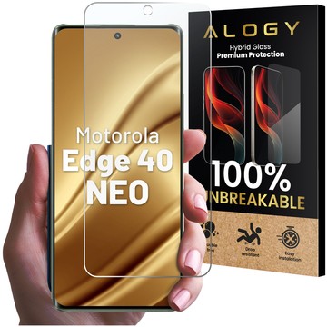 Hybrid Glass for Motorola Edge 40 Neo for Alogy Flexi Glass 9H Case Friendly Flat Screen Protector