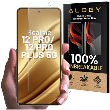 Hybrid Glass for Realme 12 PRO / Realme 12 PRO PLUS 5G for Alogy Flexi Glass 9H Case Friendly Flat Screen Protector