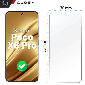 Hybrid Glass for Xiaomi Poco X6 Pro for Alogy Flexi Glass 9H Case Friendly Flat Screen Protector