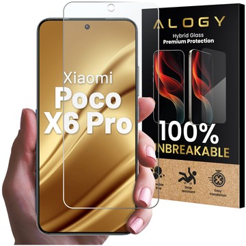 Hybrid Glass for Xiaomi Poco X6 Pro for Alogy Flexi Glass 9H Case Friendly Flat Screen Protector