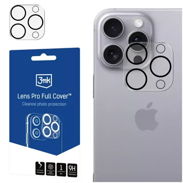 Hybrid camera glass for Apple iPhone 16 Pro / 16 Pro Max lens protector 3mk Lens Pro Full Cover armored camera protection