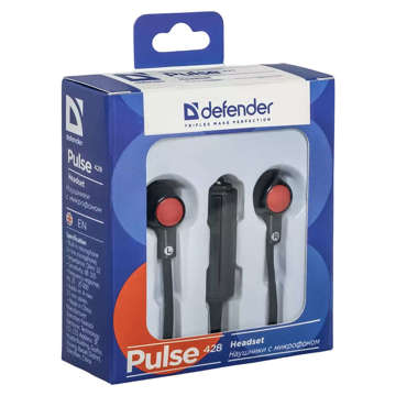 In-ear wired headphones with microphone Defender PULSE 428 mini Jack 3.5mm Black-red