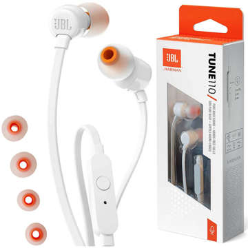 JBL T110 wired headphones with a microphone white