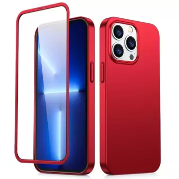 Joyroom 360 Full Case Cover for iPhone 13 Pro Back and Front Cover Tempered Glass red (JR-BP935 red)