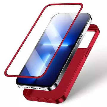 Joyroom 360 Full Case Cover for iPhone 13 Pro Back and Front Cover Tempered Glass red (JR-BP935 red)