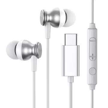 Joyroom USB Type C in-ear headphones with remote and microphone silver (JR-EC04 Silver)