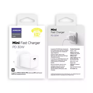 Joyroom wall charger USB Type C / USB 30W Power Delivery Quick Charge 4.5A (UK plug) white (L-QP303)