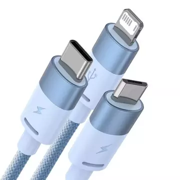 Kabel USB 3w1 Baseus StarSpeed, USB-C   micro USB   Lightning, 3,5A, 1.2m (niebieski)