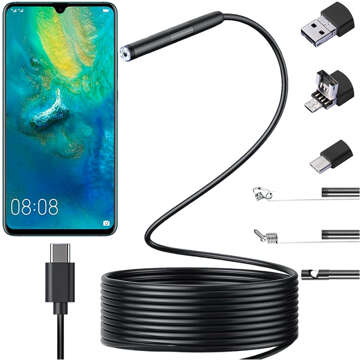 Kamera inspekcyjna endoskopowa micro USB   USB-C   USB Full HD 3m 8mm Endoskop Alogy Hard Wire