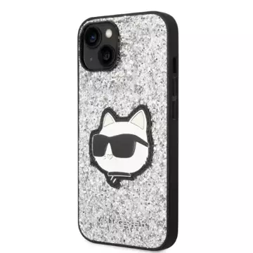 Karl Lagerfeld KLHCP14SG2CPS protective phone case for Apple iPhone 14 6.1" silver/silver hardcase Glitter Choupette Patch