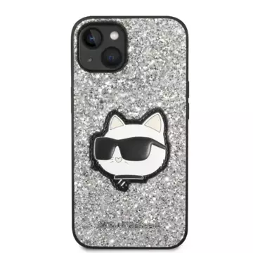 Karl Lagerfeld KLHCP14SG2CPS protective phone case for Apple iPhone 14 6.1" silver/silver hardcase Glitter Choupette Patch