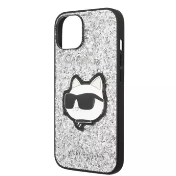 Karl Lagerfeld KLHCP14SG2CPS protective phone case for Apple iPhone 14 6.1" silver/silver hardcase Glitter Choupette Patch